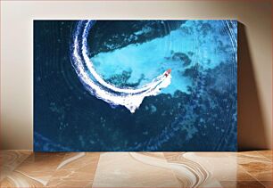 Πίνακας, Aerial View of Speedboat on Blue Water Εναέρια άποψη του ταχύπλοου στο γαλάζιο νερό