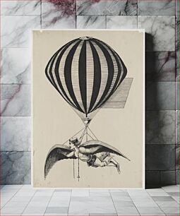 Πίνακας, Aerialist wearing wings strapped to his shoulders and feet while suspended from a balloon (1870)