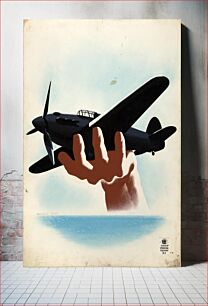 Πίνακας, Aeroplane in hand, with wrist emerging from sea horizon by Reginald Mount
