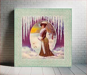 Πίνακας, Aesthetic woman in winter, chromolithograph print