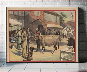 Πίνακας, [African American man with cow, people and horses in background]