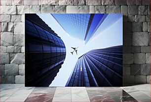 Πίνακας, Airplane Flying Between Skyscrapers Αεροπλάνο που πετά ανάμεσα σε ουρανοξύστες