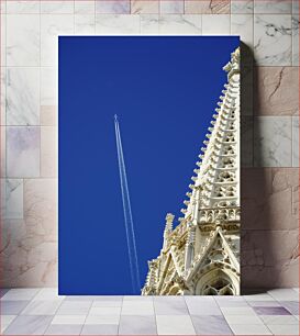 Πίνακας, Airplane Trails Above Gothic Spire Μονοπάτια αεροπλάνων πάνω από το γοτθικό κωδωνοστάσιο