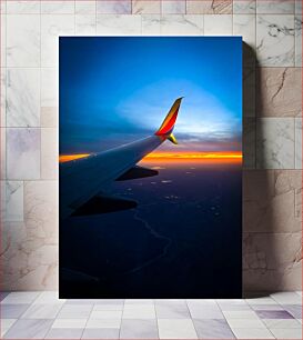 Πίνακας, Airplane Wing at Sunset Πτέρυγα αεροπλάνου στο ηλιοβασίλεμα