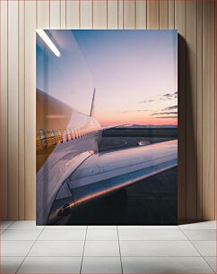 Πίνακας, Airplane Wing at Sunset Πτέρυγα αεροπλάνου στο ηλιοβασίλεμα