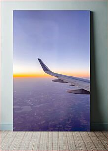 Πίνακας, Airplane Wing over Sunrise Horizon Πτέρυγα αεροπλάνου πάνω από το Sunrise Horizon