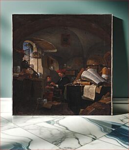 Πίνακας, Alchemist in his laboratory by Thomas Wijck