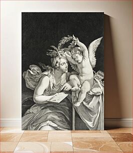 Πίνακας, Allegorical Figure of Painting Wreathed by Cupid by Theodor Matham and Guido Reni