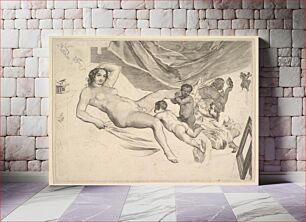 Πίνακας, Allegorical Subject: Nude Woman, Three Children and a Mousetrap (La Sourcière) by Claude Mellan