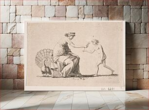 Πίνακας, Allegory with Peacock, seated woman and a young man by Gerhard Ludvig Lahde