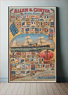 Πίνακας, Allen & Ginter, naval flags, Richmond straight cut no. 1 and Virginia brights cigarettes