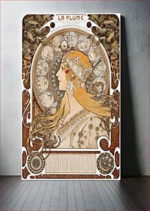 Πίνακας, Alphonse Maria Mucha's Zodiaque or La Plume (ca. 1896–1897) by. Famous Art Nouveau artwork, original from The Art Institute of Chicago. Digitally