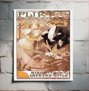 Πίνακας, Alphonse Mucha's Flirt (1895-1900), vintage couple illustration