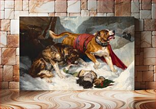 Πίνακας, Alpine Mastiffs Reanimating a Distressed Traveler (1820) by Sir Edwin Landseer