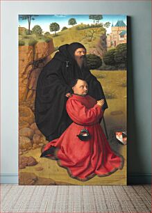 Πίνακας, Altar Panel with a Portrait of a Donor in Scarlet under the Protection of St Anthony by Petrus I Christus