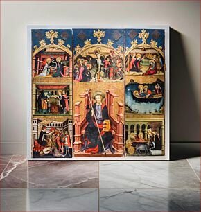 Πίνακας, Altarpiece of Santiago. Vallespinosa. Attributed to Joan Mates. XV century. Tempera on wood. Tarragona Cathedral Museum