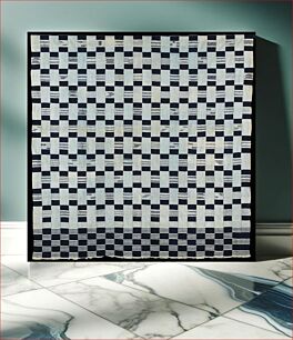 Πίνακας, alternating stripes with numerous geometric designs and solid color navy blue blocks