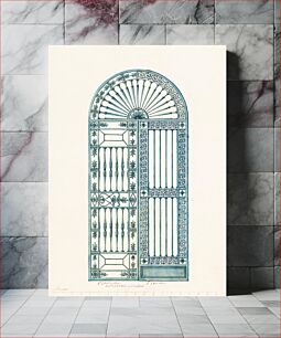 Πίνακας, Alternative Designs for a Metal Gate (1820), vintage arched, iron gate illustration