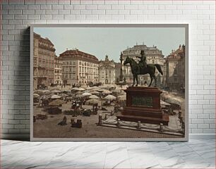 Πίνακας, [Am Hof, Vienna, Austria, with open air market and equestrian statue in foreground]