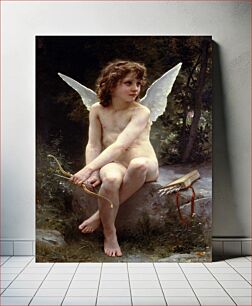 Πίνακας, Amour A L'affut (Cupid on the lookout) (1890) oil painting by William-Adolphe Bouguereau