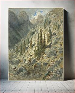 Πίνακας, An Alpine Valley with Trees and Boulders (1876) by Gustave Doré