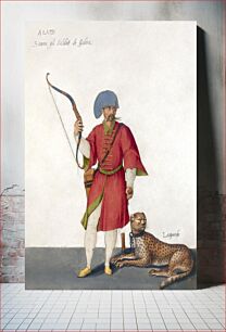 Πίνακας, An Azappo Archer with a Cheetah (1575) by Jacopo Ligozzi