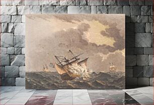 Πίνακας, An English ship struck by the lightning fire by C.W. Eckersberg