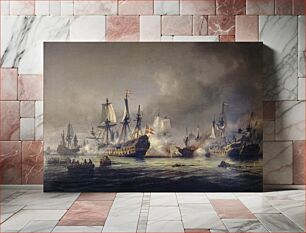 Πίνακας, An episode of the naval battle in Køge Bugt 1677 by Anton Melbye