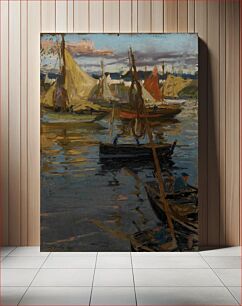 Πίνακας, An Evening Glow with a Rose Trail in the Shadow (Boats Concarneau) by Charles Henry Fromuth