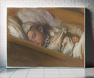 Πίνακας, An Infant Asleep in His Crib (1848) by Adolph Menzel