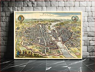Πίνακας, An old map of Paris, France. Facsimile index of the map