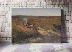 Πίνακας, An old woman "Bette Dorte" on the heath by Knud Larsen