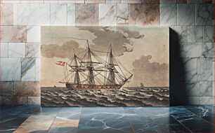 Πίνακας, An orlog ship at anchor in a storm by C.W. Eckersberg