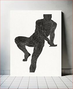 Πίνακας, Anatomical study of a man's chest, stomach, and leg muscles in silhouette (1906–1945) by Reijer Stolk