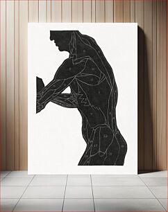 Πίνακας, Anatomical study of a man's lateral and arm muscles in silhouette (1906–1945) by Reijer Stolk