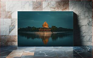 Πίνακας, Ancient Pagoda Amidst Reflecting Waters Αρχαία παγόδα ανάμεσα σε αντανακλαστικά νερά