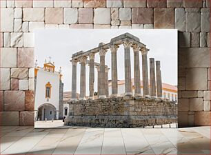 Πίνακας, Ancient Roman Temple with Church Αρχαίος ρωμαϊκός ναός με την εκκλησία