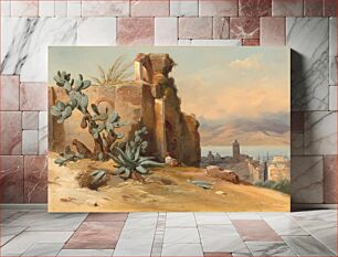 Πίνακας, Ancient Ruins near Messina, Sicily (1842) by Jean-Charles-Joseph Rémond