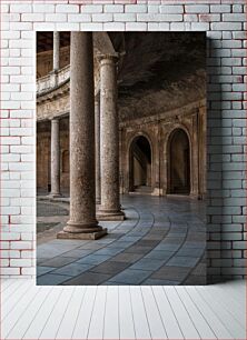 Πίνακας, Ancient Stone Columns in an Architectural Structure Αρχαίες πέτρινες στήλες σε μια αρχιτεκτονική κατασκευή