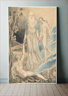 Πίνακας, Angel of the Divine Presence Bringing Eve to Adam (The Creation of Eve: "And She Shall be Called Woman) (recto); Sketch for the same (verso) by William Blake