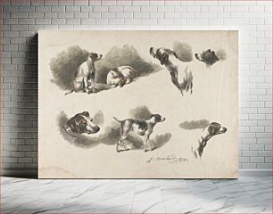 Πίνακας, [Animals] Seven studies on hound on one sheet. 'Jno. Harris' on collar of hound at lower left