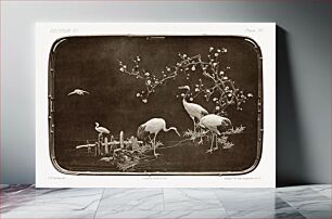 Πίνακας, Antique print of bas-relief Japanese tray Section VI Plate XV. by G.A. Audsley-Japanese illustration
