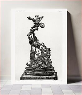 Πίνακας, Antique print of Japanese bonsai from section VIII plate V. by G.A. Audsley-Japanese sculpture