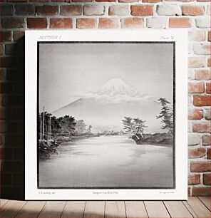 Πίνακας, Antique print of Mount Fuji, nature painting by G.A. Audsley-Japanese illustration