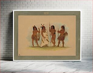 Πίνακας, Apachee Chief and Three Warriors (1855-1869) in high resolution by George Catlin