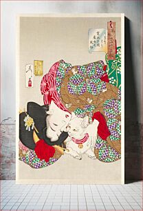 Πίνακας, Appearing Tiresome, Behavior of a Maiden of the Kansei Era (1888), vintage Japanese woman illustration by Tsukioka Yoshitoshi