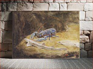 Πίνακας, Aquarium with three North Sea fish: Lobster, Dogfish and Plaice (ca.1876–1924) by Gerrit Willem Dijsselhof