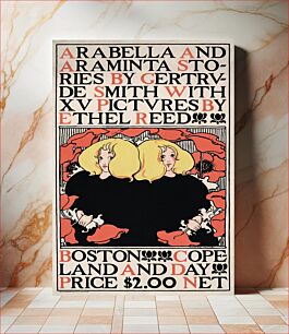 Πίνακας, Arabella and Araminta Stories (1895) Art Nouveau poster of twin blonde girls p in high resolution by Ethel Reed