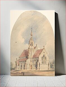 Πίνακας, Architectural Rendering of a Gothic Revival Church by Anonymous, British, 19th century