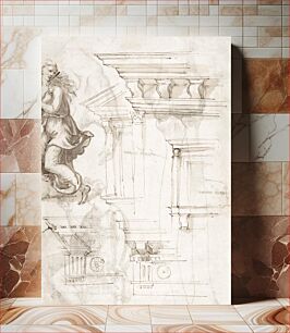 Πίνακας, Architectural Sketches and a Figure (recto); Figure and Anatomical Sketches (verso)